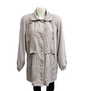 Andy Johns Womens‎ Vintage Utility Field Trench Jacket Oversized Lilac Sz S
